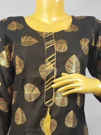 Black Kurti with Plazzo with Gold Foil Print 